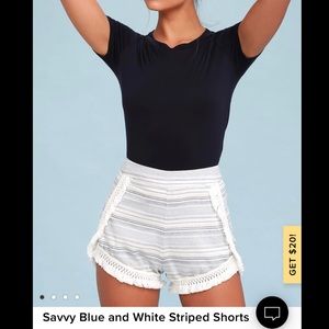 Blue and White Striped Shorts